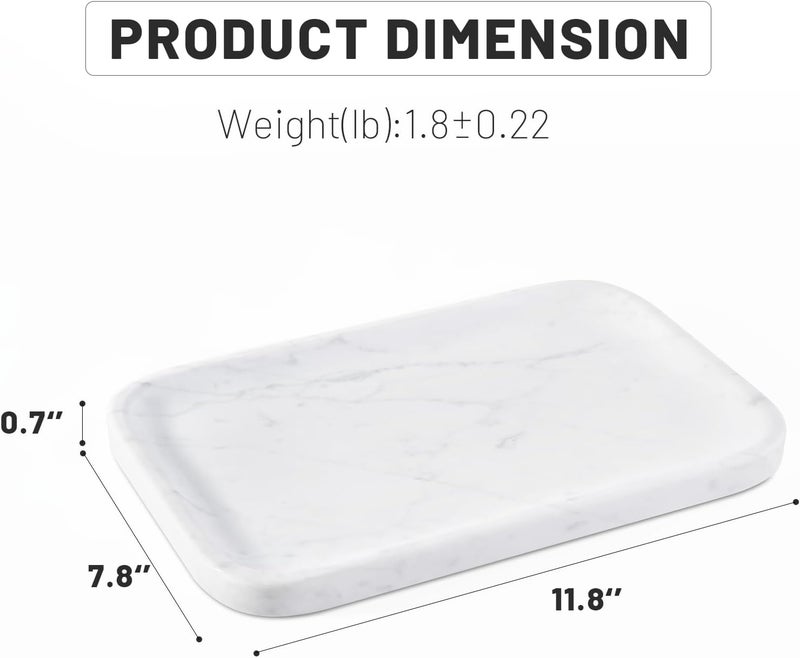 karibiber Statuario Marble Vanity Tray - Decorative Organizer for Bathroom Countertop, Dresser, Kitchen Sink - Image 5
